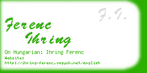 ferenc ihring business card